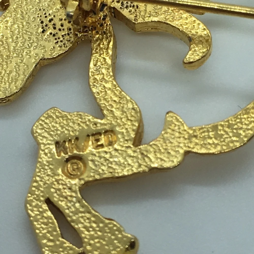 KK/ED Horse Brooch Vintage Goldtone Pin